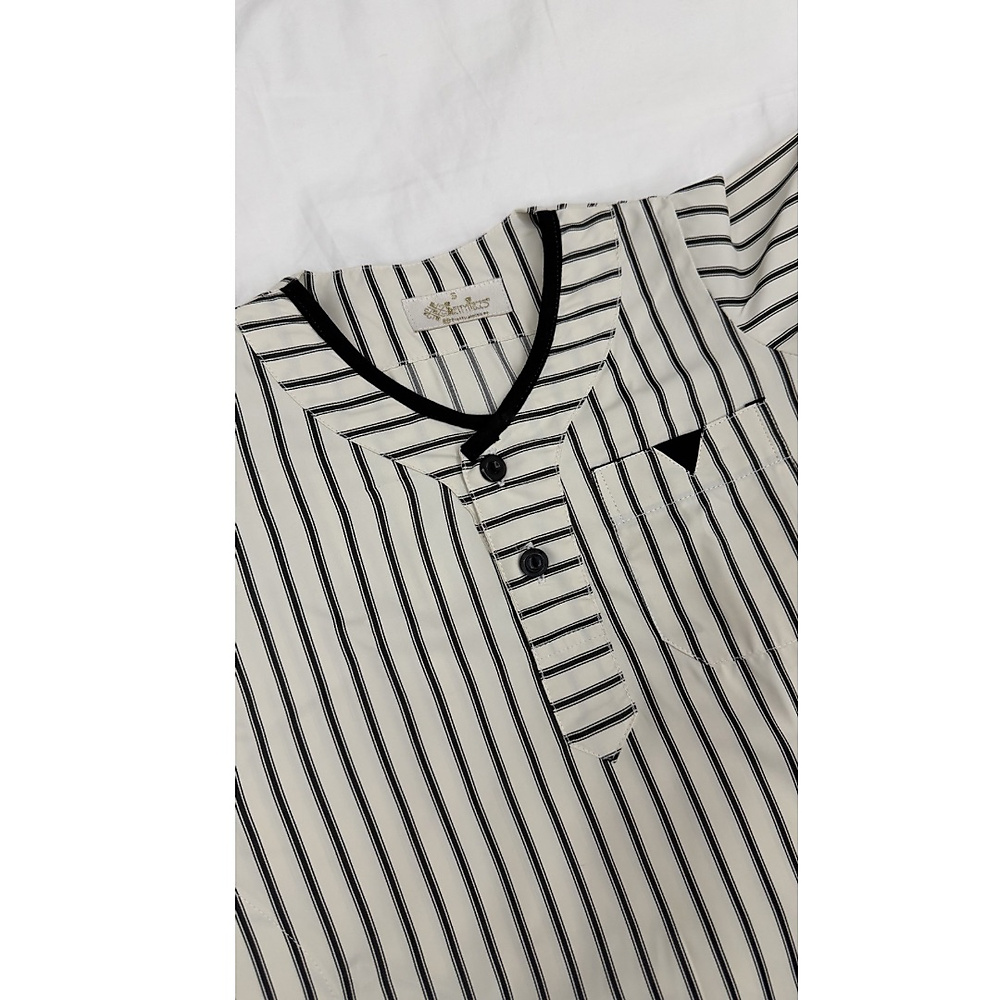 Design 1 - Off white black stripes cotton jalabiya