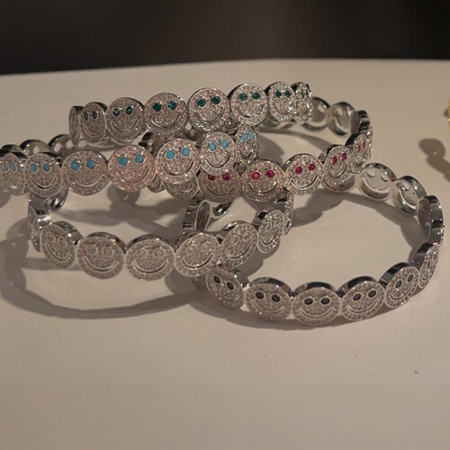 silver happy face bracelet