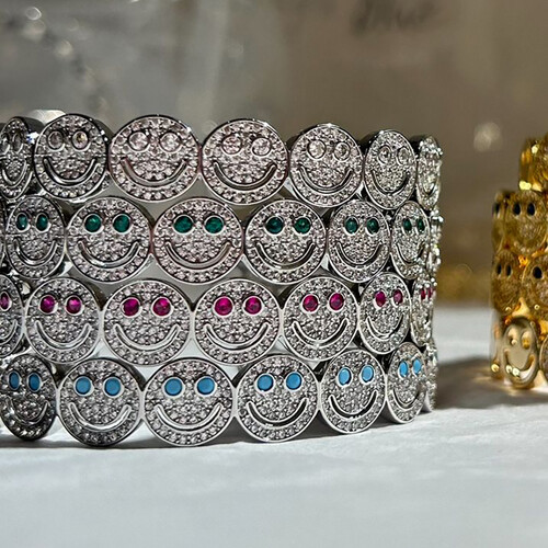 silver happy face bracelet