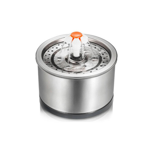 موزع مياه على شكل زهرة للقطط من الستانلس ستيل - رصاصي