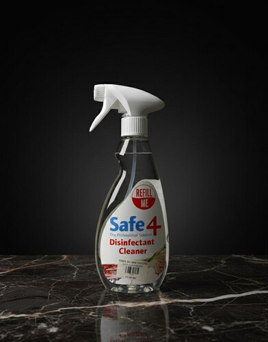 Safe4 Disinfectant Pre-diluted Spray 1:10 Dilution Clear Unscented 500 ml