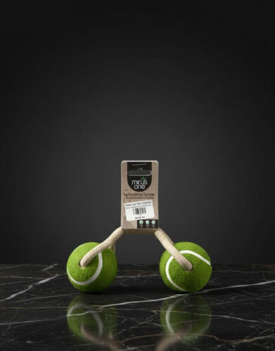 لعبة كرة تنس للكلاب مع حبل مزدوج – لون عشبي