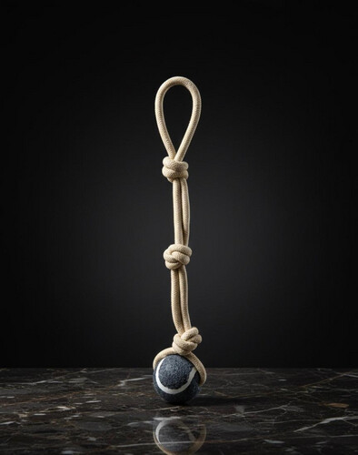 لعبة كرة تنس للكلاب مع حبل مفرد – لون رمادي