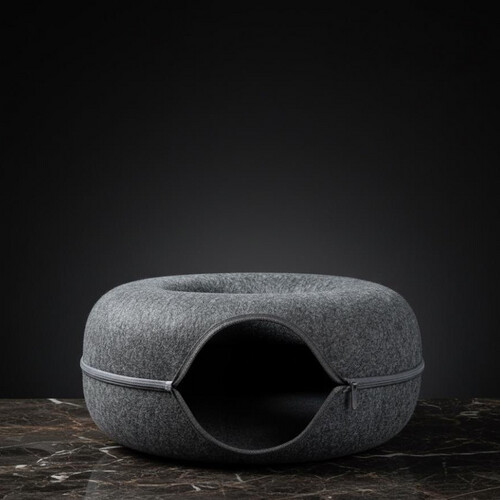 Round Cat Bed with Zipper and Dual-Use Design