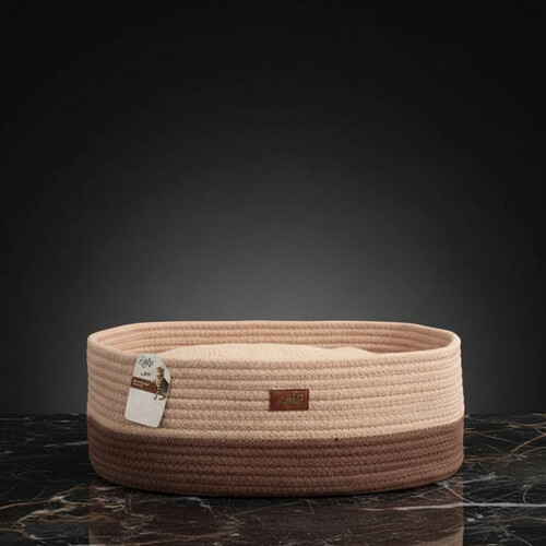 سرير قطط بيضاوي من حبل القطن – لون تان