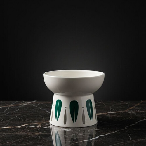 Ceramic 12 cm Tall Bowl Glossy White & Decoration