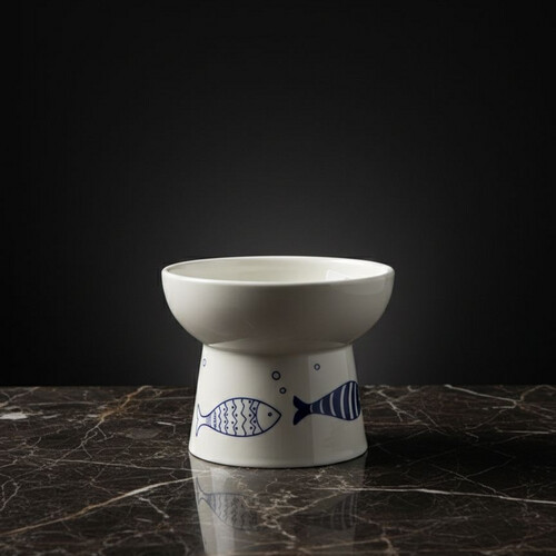 Ceramic 12 cm Tall Bowl Glossy White & Decoration