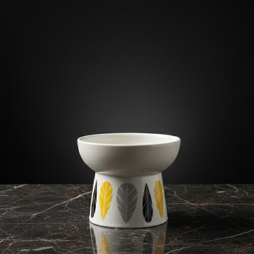 Ceramic 12 cm Tall Bowl Glossy White & Decoration