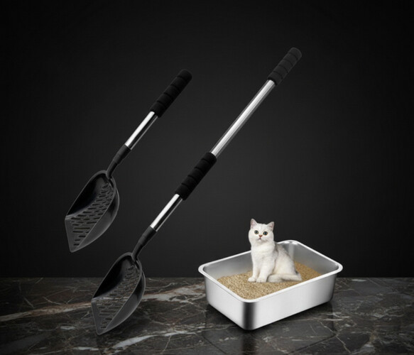 مغرفة رمل ذات مقبض طويل للقطط