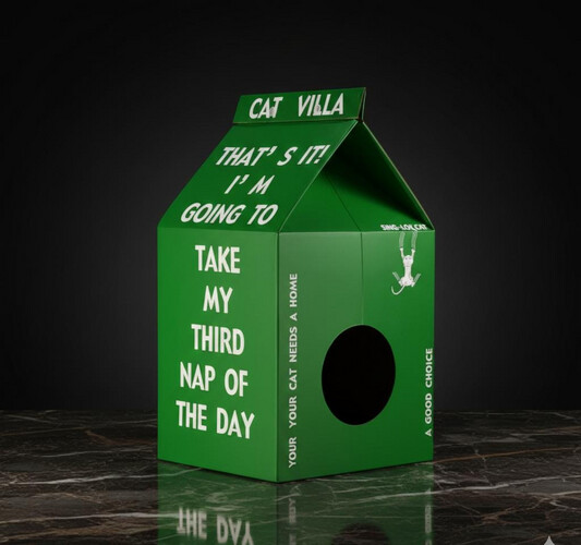 بيت كرتوني للقطط مع قطعة خربشة