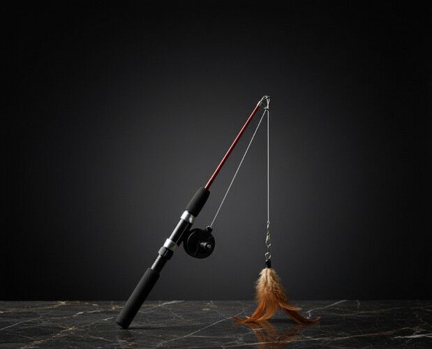 صنّارة لعب للقطط مع ريشة