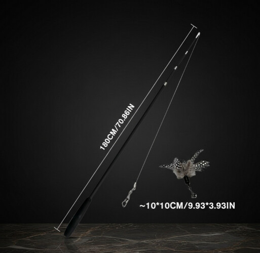 عصا تسلية للقطط بمقبض طويل قابل للتمديد