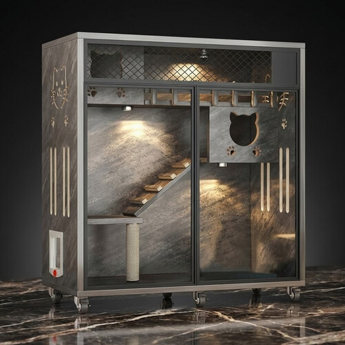 مسكن حديث للحيوانات الأليفة باللون الرخامي الفاخر