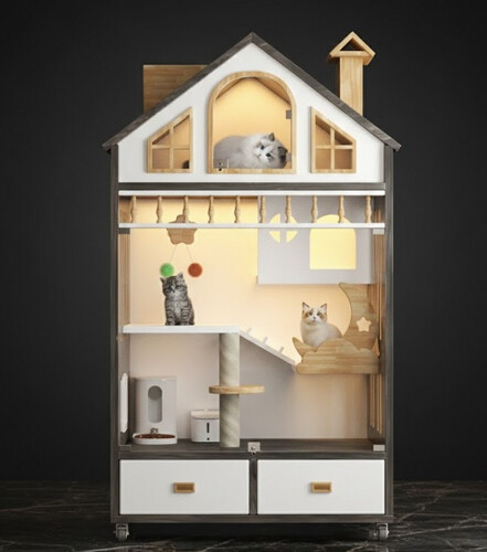 بيت قطط باللون الرخامي