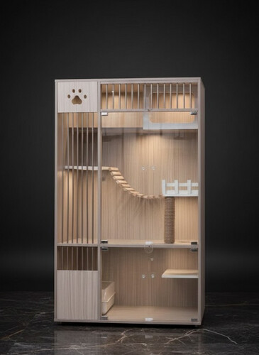 منزل قطط مصنوع من الخشب الفاخر