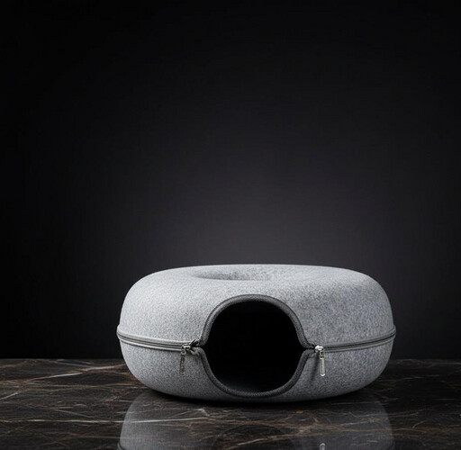 Round Cat Bed with Zipper and Dual-Use Design