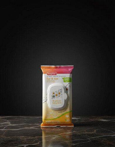 مناديل تنظيف الأذن والعين للحيوانات الأليفة من Beaphar – عناية لطيفة وآمنة (30 منديل)
