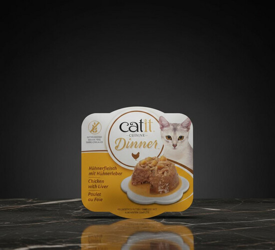 وجبة عشاء الدجاج مع الكبد والبطاطا الحلوة للقطط من Catit – طعام رطب متكامل (75 جم × 6)