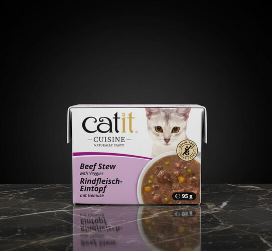 يخنة اللحم البقري مع الخضار للقطط من Catit – طعام رطب (95 جم × 12)