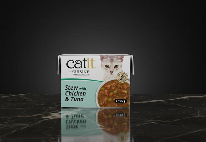 يخنة الدجاج مع التونة من Catit – طعام رطب للقطط (95 جم × 12)
