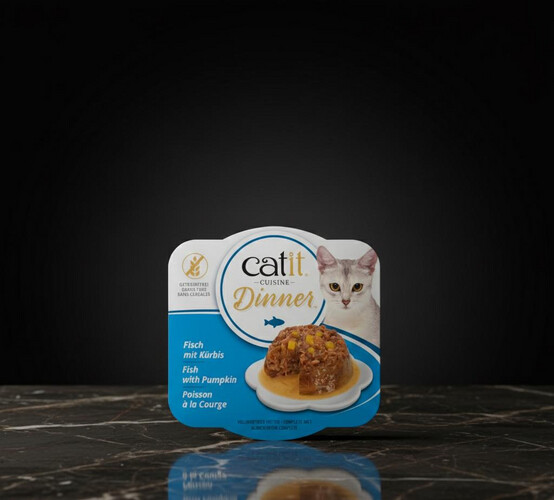 عشاء السمك للقطط من Catit – سمك أبيض واليقطين، 75 جم (علبة 6 أكياس)