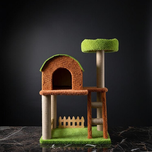 برج لعب للقطط بتصميم بيت مرح