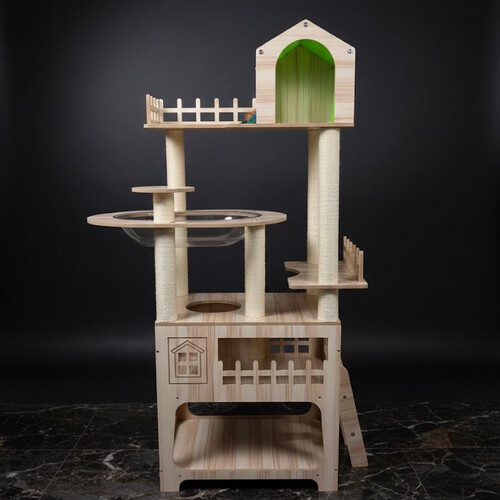 برج قطط عصري بتصميم أنيق متعدد المستويات