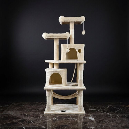 برج قطط متعدد المستويات مع أرجوحة مريحة