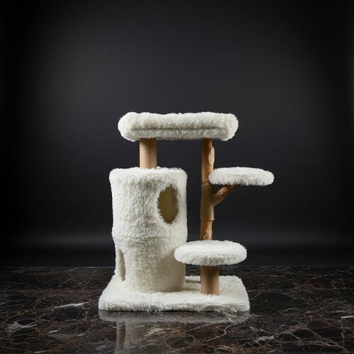 برج قطط بتصميم ناعم وفاخر من الفرو