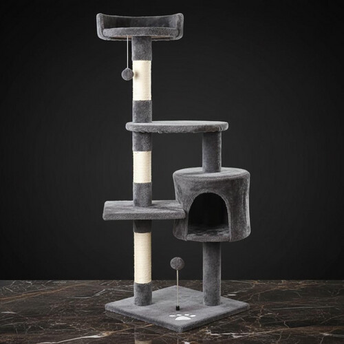 Modern Multi-Level Gray Cat Tree