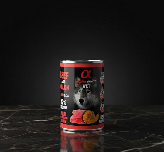 طعام كلاب معلب بلحم البقر والشمام – 400 غرام