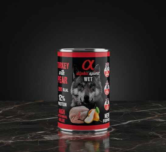 طعام كلاب معلب بلحم الديك الرومي والإجاص – 400 غرام