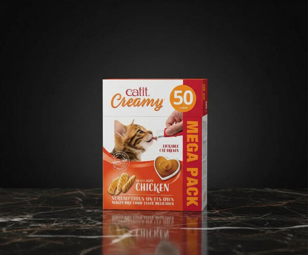 Catit Creamy Treats Mega Pack – Chicken, 50 Tubes