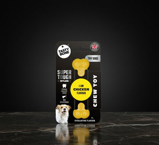 تاستي بون لعبة مضغ نايلون للكلاب بنكهة الدجاج