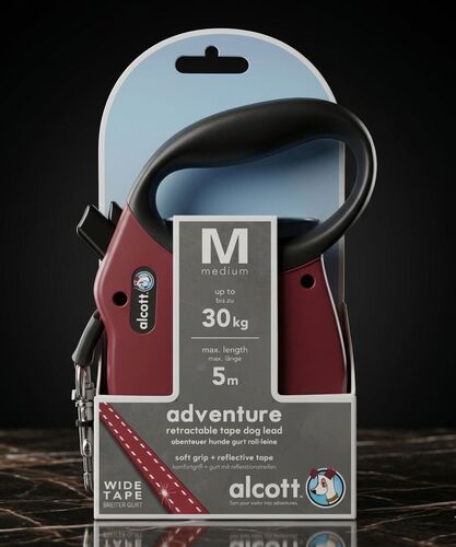 Adventure Retractable Dog Leash, 5m – Medium – Red