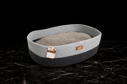 سرير قطط بيضاوي من الحبال – رمادي