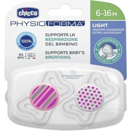 SOOTHER PHYSIO LIGHT GIRL 6-16M SIL 2 PC
