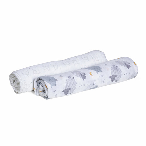SWADDLES SET 2PCS BEAR&GREY SHEEP