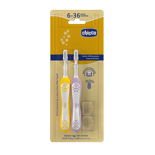 COMBO TOOTHBRUSHES LILAC MUSTARD 6-36M