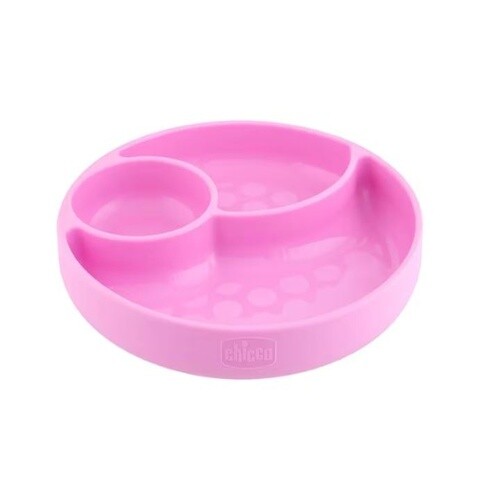 SILICONE DIVIDED PLATE PINK 12M+