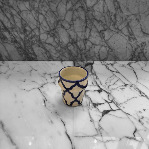 كأس فخار رسم سعة 200 ملي أزرق