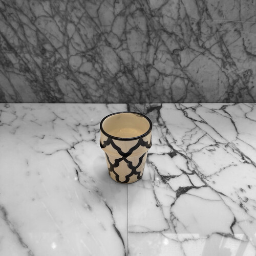 كأس فخار رسم سعة 200 ملي أسود