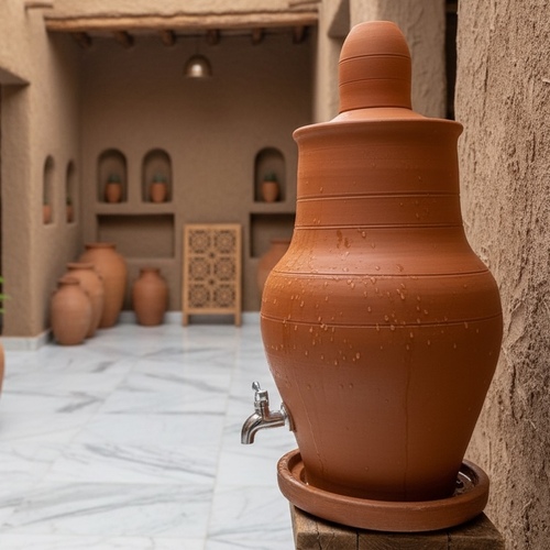 فخار عضوي سعة 12 لتر حنفية استيل