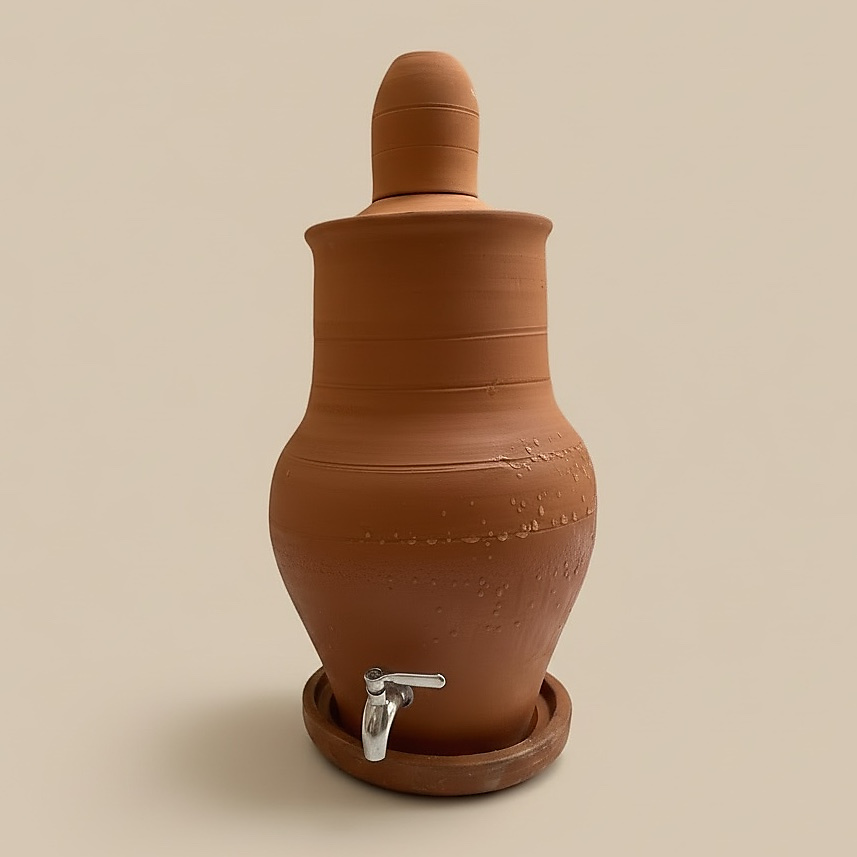 فخار عضوي سعة 12 لتر حنفية استيل