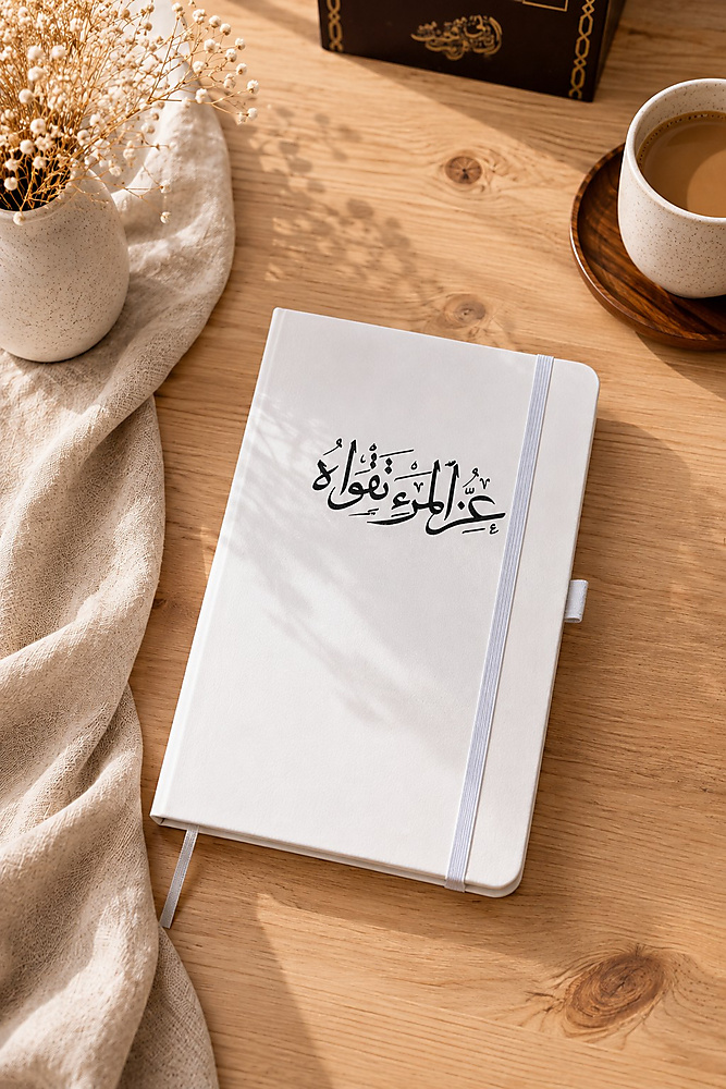 مفكرة الاقتباسات الجلدية (عز المرء تقواه)
