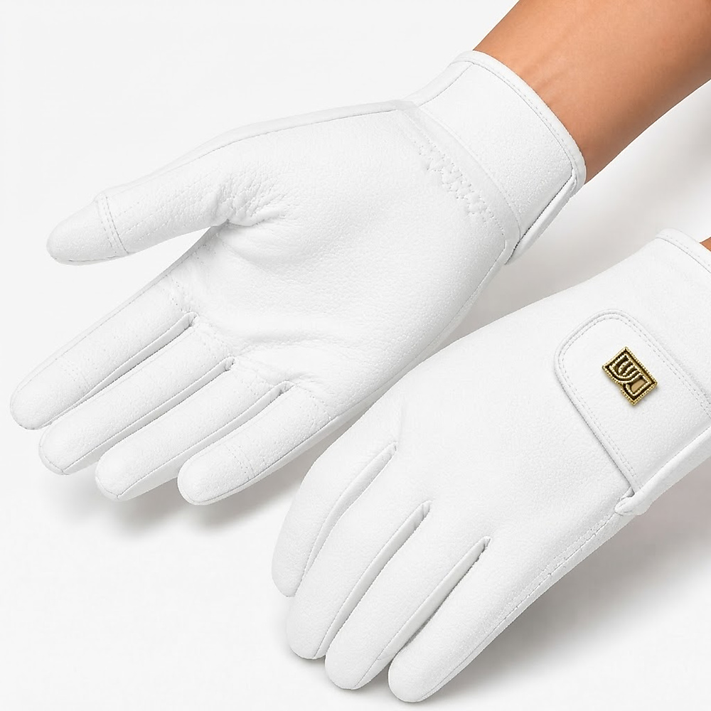 Leather Novalya Gloves In White