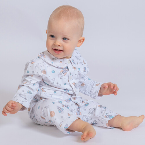 A boy set consisting of (1box,pacifier hanger ,wooden toy, bunny , pajama)