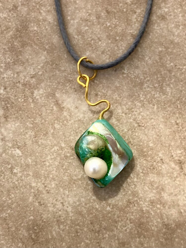 White Pearl on Mother of Pearl Green