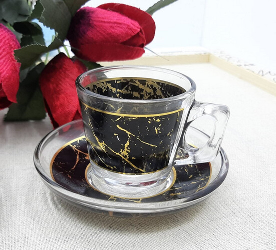 Glass cups with marble saucers for Turkish coffee