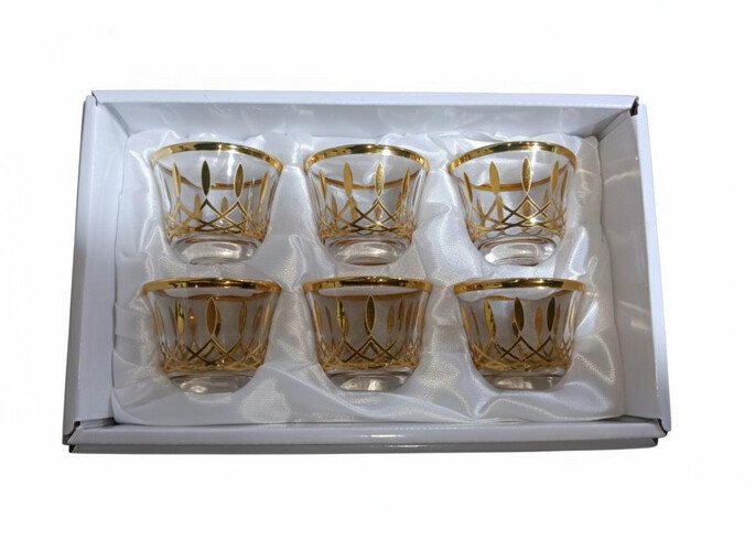 Transparent Gold Coffee Cups – 6 Pieces